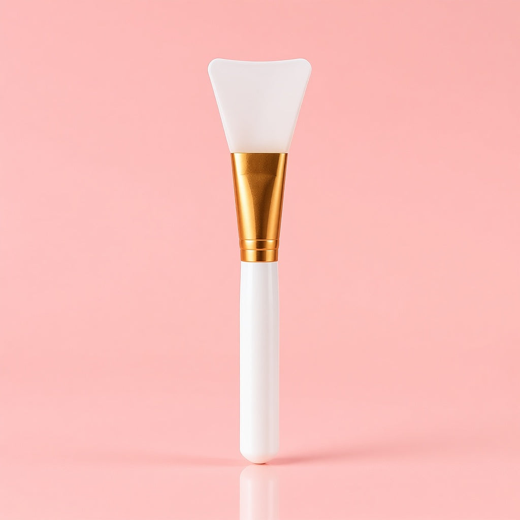 Lakerain precision silicone application brush with rose-gold cuff and white handle